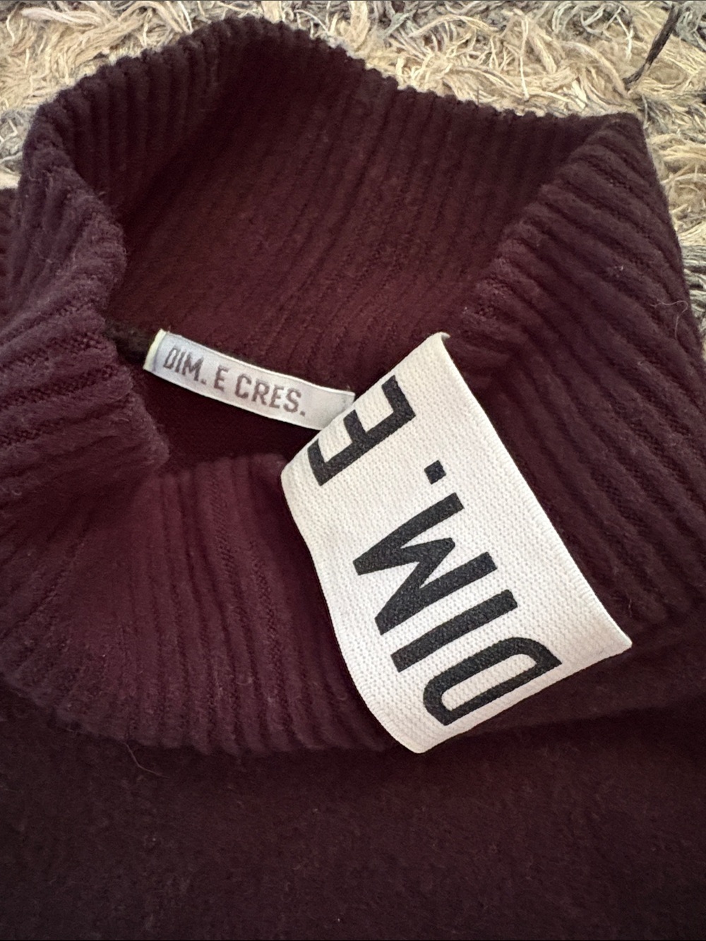 DIM. E CRES. Black Turtleneck Sweater with Logo Collar Band S - Picture 7 of 10